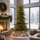 Glitzhome 7.5ft Pre-Lit Green Full Fir Artificial Christmas Tree with 550 Warm White and Multi-Color C4 Strawberry Lights, 9 Function with Foot Pedal