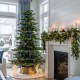 Glitzhome 7.5ft Pre-Lit Green Full Fir Artificial Christmas Tree with 550 Warm White and Multi-Color C4 Strawberry Lights, 9 Function with Foot Pedal
