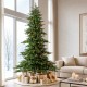 Glitzhome 9ft Pre-Lit Green Full Fir Artificial Christmas Tree with 900 Warm White and Multi-Color C4 Strawberry Lights, 9 Function with Foot Pedal,Simple Setup