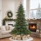 Glitzhome 9ft Pre-Lit Green Full Fir Artificial Christmas Tree with 900 Warm White and Multi-Color C4 Strawberry Lights, 9 Function with Foot Pedal,Simple Setup