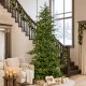 Glitzhome 9ft Pre-Lit Green Full Fir Artificial Christmas Tree with 900 Warm White and Multi-Color C4 Strawberry Lights, 9 Function with Foot Pedal,Simple Setup