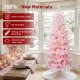 Glitzhome 6ft Deluxe Pre-Lit Pink Flocked Slim Fir Artificial Christmas Tree with 260 Warm White /Multi-color Lights, 9 Function with Foot Pedal