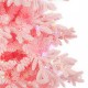Glitzhome 6ft Deluxe Pre-Lit Pink Flocked Slim Fir Artificial Christmas Tree with 260 Warm White /Multi-color Lights, 9 Function with Foot Pedal