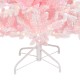 Glitzhome 6ft Deluxe Pre-Lit Pink Flocked Slim Fir Artificial Christmas Tree with 260 Warm White /Multi-color Lights, 9 Function with Foot Pedal
