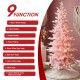 Glitzhome 6ft Deluxe Pre-Lit Pink Flocked Slim Fir Artificial Christmas Tree with 260 Warm White /Multi-color Lights, 9 Function with Foot Pedal