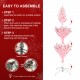 Glitzhome 6ft Deluxe Pre-Lit Pink Flocked Slim Fir Artificial Christmas Tree with 260 Warm White /Multi-color Lights, 9 Function with Foot Pedal