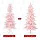 Glitzhome 7.5ft Deluxe Pre-Lit Pink Flocked Slim Fir Artificial Christmas Tree with 360 Warm White /Multi-color Lights, 9 Function with Foot Pedal