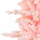 Glitzhome 7.5ft Deluxe Pre-Lit Pink Flocked Slim Fir Artificial Christmas Tree with 360 Warm White /Multi-color Lights, 9 Function with Foot Pedal