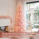 Glitzhome 7.5ft Deluxe Pre-Lit Pink Flocked Slim Fir Artificial Christmas Tree with 360 Warm White /Multi-color Lights, 9 Function with Foot Pedal