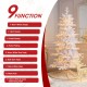Glitzhome 6ft Deluxe Pre-Lit White Flocked Slim Fir Artificial Christmas Tree with 260 Warm White /Multi-color Lights, 9 Function with Foot Pedal