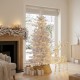 Glitzhome 6ft Deluxe Pre-Lit White Flocked Slim Fir Artificial Christmas Tree with 260 Warm White /Multi-color Lights, 9 Function with Foot Pedal
