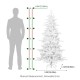 Glitzhome 6ft Deluxe Pre-Lit White Flocked Slim Fir Artificial Christmas Tree with 260 Warm White /Multi-color Lights, 9 Function with Foot Pedal