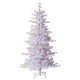 Glitzhome 6ft Deluxe Pre-Lit White Flocked Slim Fir Artificial Christmas Tree with 260 Warm White /Multi-color Lights, 9 Function with Foot Pedal