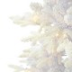 Glitzhome 6ft Deluxe Pre-Lit White Flocked Slim Fir Artificial Christmas Tree with 260 Warm White /Multi-color Lights, 9 Function with Foot Pedal