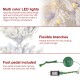 Glitzhome 6ft Deluxe Pre-Lit White Flocked Slim Fir Artificial Christmas Tree with 260 Warm White /Multi-color Lights, 9 Function with Foot Pedal
