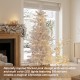Glitzhome 6ft Deluxe Pre-Lit White Flocked Slim Fir Artificial Christmas Tree with 260 Warm White /Multi-color Lights, 9 Function with Foot Pedal