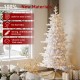 Glitzhome 6ft Deluxe Pre-Lit White Flocked Slim Fir Artificial Christmas Tree with 260 Warm White /Multi-color Lights, 9 Function with Foot Pedal