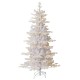 Glitzhome 6ft Deluxe Pre-Lit White Flocked Slim Fir Artificial Christmas Tree with 260 Warm White /Multi-color Lights, 9 Function with Foot Pedal