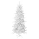 Glitzhome 7.5ft Deluxe Pre-Lit White Flocked Slim Fir Artificial Christmas Tree with 360 Warm White /Multi-color Lights, 9 Function with Foot Pedal
