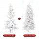 Glitzhome 7.5ft Deluxe Pre-Lit White Flocked Slim Fir Artificial Christmas Tree with 360 Warm White /Multi-color Lights, 9 Function with Foot Pedal