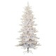 Glitzhome 7.5ft Deluxe Pre-Lit White Flocked Slim Fir Artificial Christmas Tree with 360 Warm White /Multi-color Lights, 9 Function with Foot Pedal