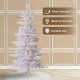 Glitzhome 7.5ft Deluxe Pre-Lit White Flocked Slim Fir Artificial Christmas Tree with 360 Warm White /Multi-color Lights, 9 Function with Foot Pedal