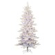 Glitzhome 7.5ft Deluxe Pre-Lit White Flocked Slim Fir Artificial Christmas Tree with 360 Warm White /Multi-color Lights, 9 Function with Foot Pedal