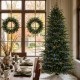 Glitzhome 7.5ft Pre-Lit Green Full Fir Memory wire Artificial Christmas Tree with 2000 Micro Lights, 10 Function, Remote Control