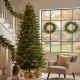 Glitzhome 9ft Pre-Lit Green Full Fir Memory wire Artificial Christmas Tree with 3000 Micro Lights, 10 Function, Remote Control