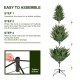 Glitzhome 9ft Pre-Lit Green Full Fir Memory wire Artificial Christmas Tree with 3000 Micro Lights, 10 Function, Remote Control