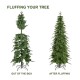 Glitzhome 7.5ft Pre-Lit Green Pencil Spruce Artificial Christmas Tree with 350 Warm White and Multi-color Lights, 9 Function with Foot Pedal and Remote
