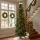 Glitzhome 7.5ft Pre-Lit Green Pencil Spruce Artificial Christmas Tree with 350 Warm White and Multi-color Lights, 9 Function with Foot Pedal and Remote