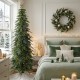 Glitzhome 7.5ft Pre-Lit Green Pencil Spruce Artificial Christmas Tree with 350 Warm White and Multi-color Lights, 9 Function with Foot Pedal and Remote