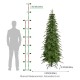 Glitzhome 7.5ft Pre-Lit Green Pencil Spruce Artificial Christmas Tree with 350 Warm White and Multi-color Lights, 9 Function with Foot Pedal and Remote