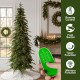 Glitzhome 7.5ft Pre-Lit Green Pencil Spruce Artificial Christmas Tree with 350 Warm White and Multi-color Lights, 9 Function with Foot Pedal and Remote
