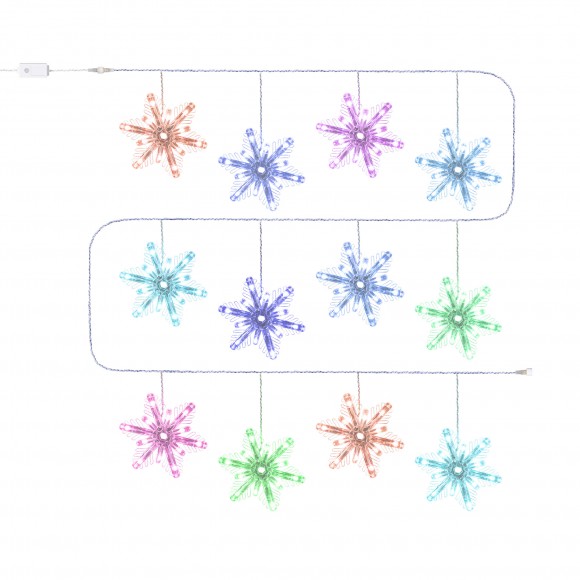 Glitzhome 17ft Christmas RGB Snowflake String Lights with 12 drops
