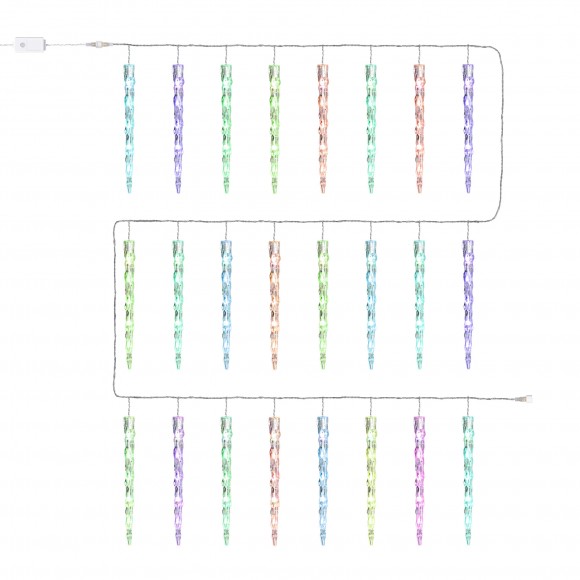 Glitzhome 32ft Christmas RGB Icicle Lights with 24 Tubes