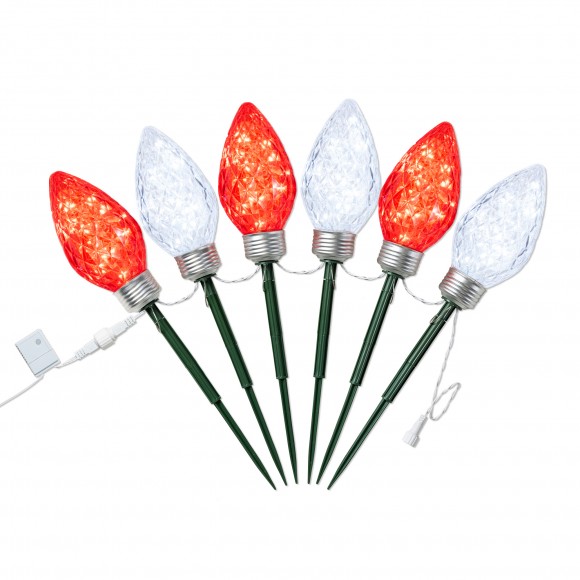 Glitzhome 15.5ft 6-Pack Christmas C9 Strawberry Jumbo Stake Lights