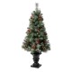 Glitzhome Set of Two 4ft Flocked Christmas Tree With 100 Warm White Light, Pinecone and Berries
