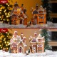 Glitzhome 7.25"H Set of 2 Lighted Resin  Christmas Gingerbread House Table Decor