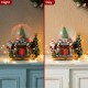 Glitzhome 120mm Christmas Resin Lighted Musical  Christmas Tree on Fireplace Waterglobe
