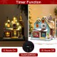 Glitzhome 10.25"H Lighted Christmas Donuts & Coffee Shop Resin Village with Movement and Music