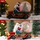 Glitzhome 100mm Christmas Resin Lighted Musical  Snowflakes Santa Car Waterglobe