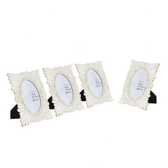 Glitzhome Set of 4  White Ornate Resin Tabletop Picture Frames-4x6