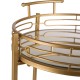 Glitzhome 29.5"H Gold Deluxe 2-Tier Metal Bar Cart Round Mirrored Glass Top Serving Cart