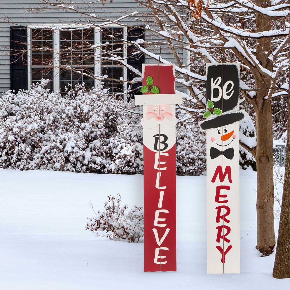 [OFFICIAL] Glitzhome 42.00”H Christmas Wooden Santa Porch Sign - BELIEVE