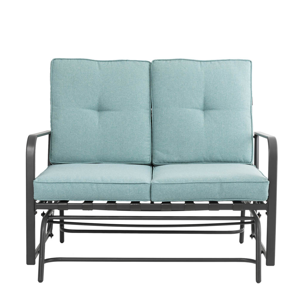 [OFFICIAL] Outdoor Patio Loveseat Glider Chair with Blue Cushions