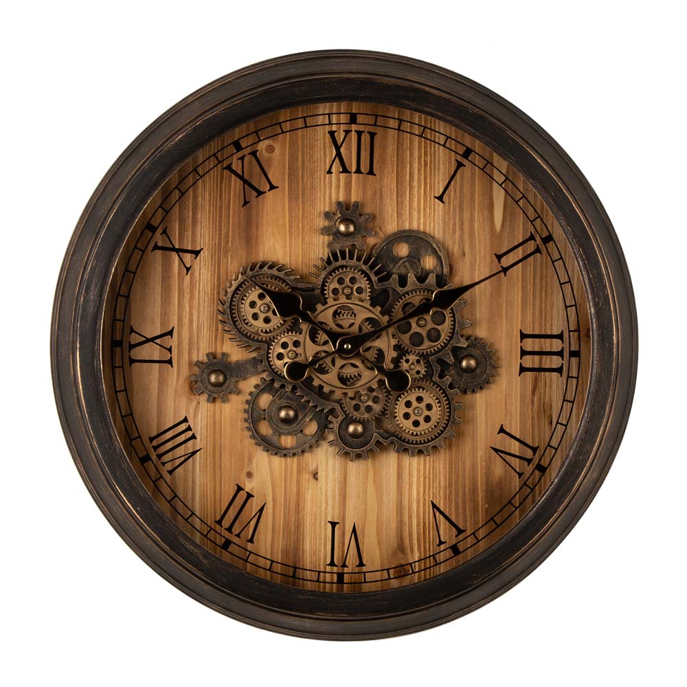 [OFFICIAL] Glitzhome 27.76"D Vintage Industrial Oversized Wooden/Metal Wall Clock with Moving