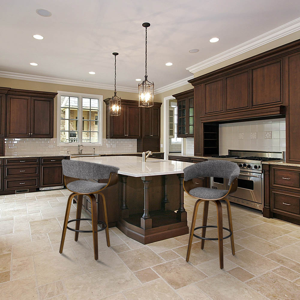 [OFFICIAL] Glitzhome Midcentury Modern Walnut Swivel Bar Stool,Set of 2