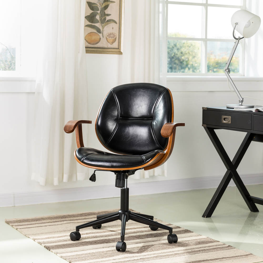 [OFFICIAL] Glitzhome Black Leatherette Adjustable Swivel Desk Chair/Task Office Chair